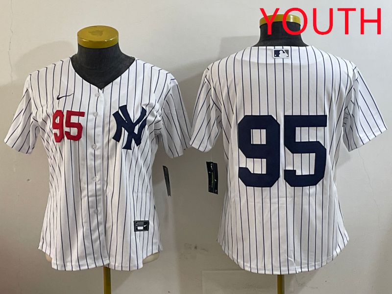 Youth New York Yankees 95 No Name White Stripe Game 2025 Nike MLB Jersey style 6